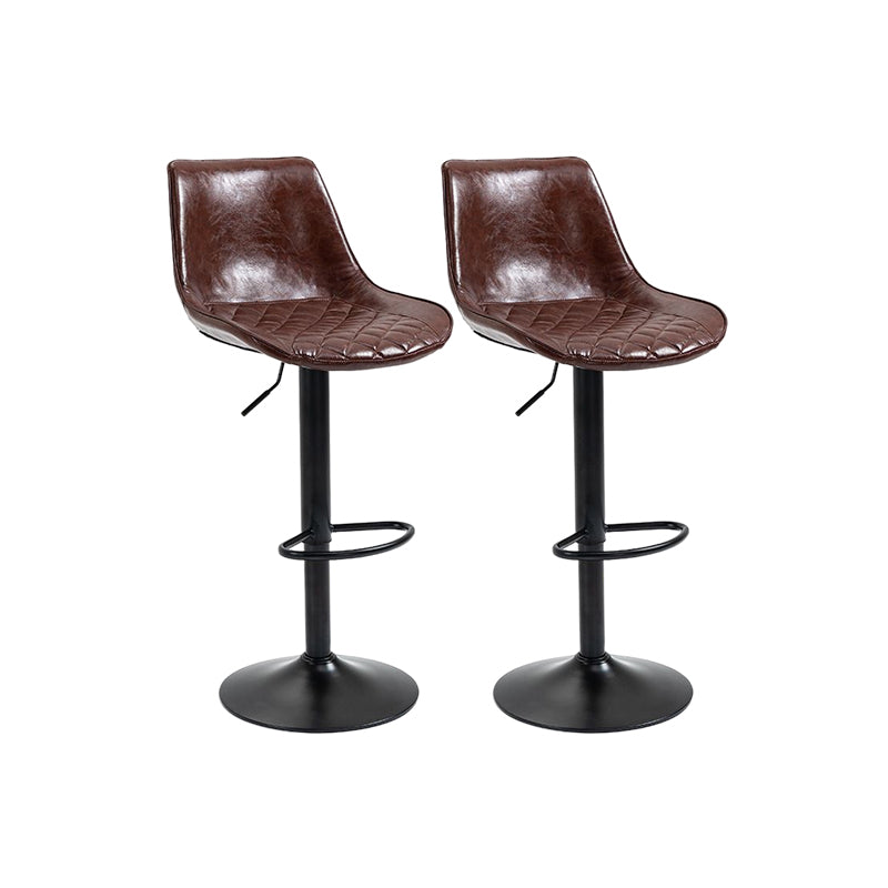 Industrial Bar and Counter Stool Adjustable Height Stool with Pedestal Base in Black