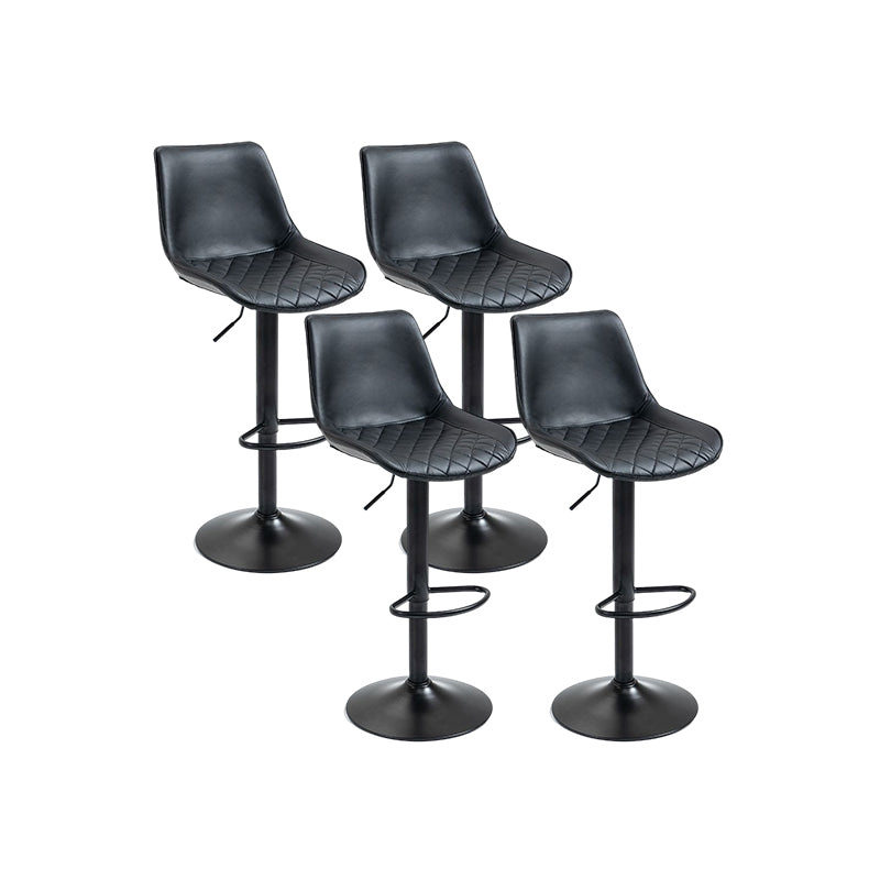 Industrial Bar and Counter Stool Adjustable Height Stool with Pedestal Base in Black