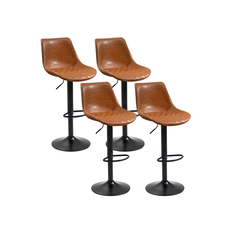 Industrial Bar and Counter Stool Adjustable Height Stool with Pedestal Base in Black