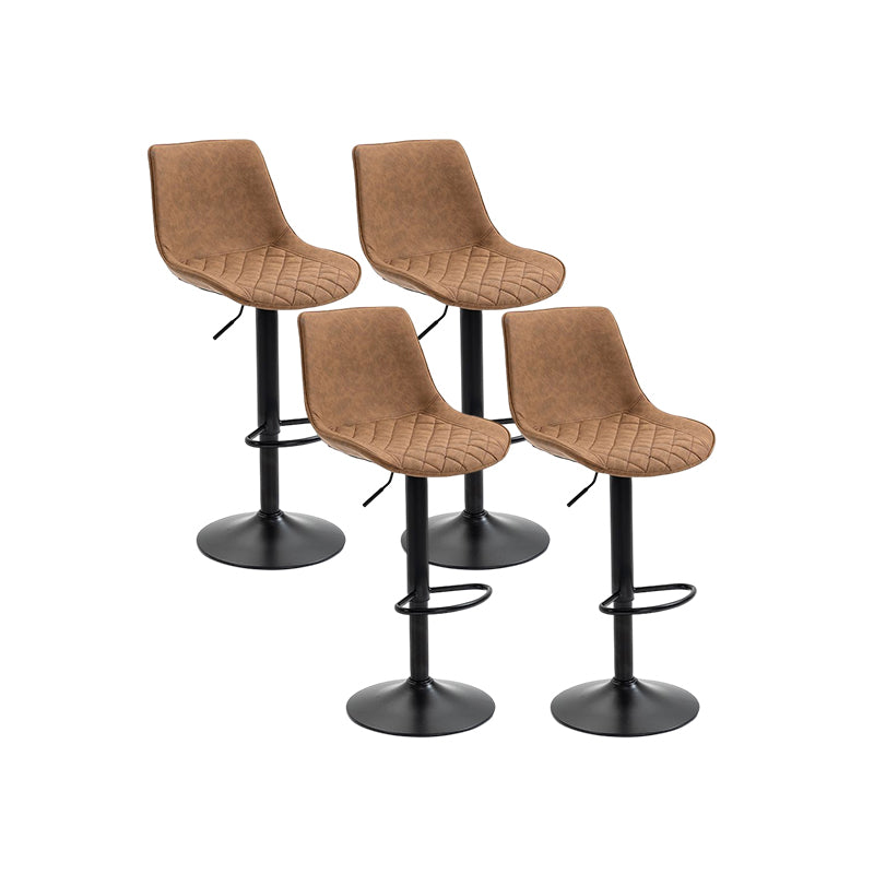 Industrial Bar and Counter Stool Adjustable Height Stool with Pedestal Base in Black