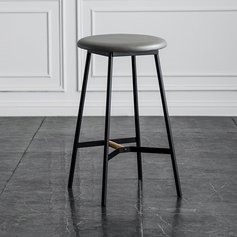 Industrial Backless Bar-stool PU Leather Bar Stool with Metal Legs