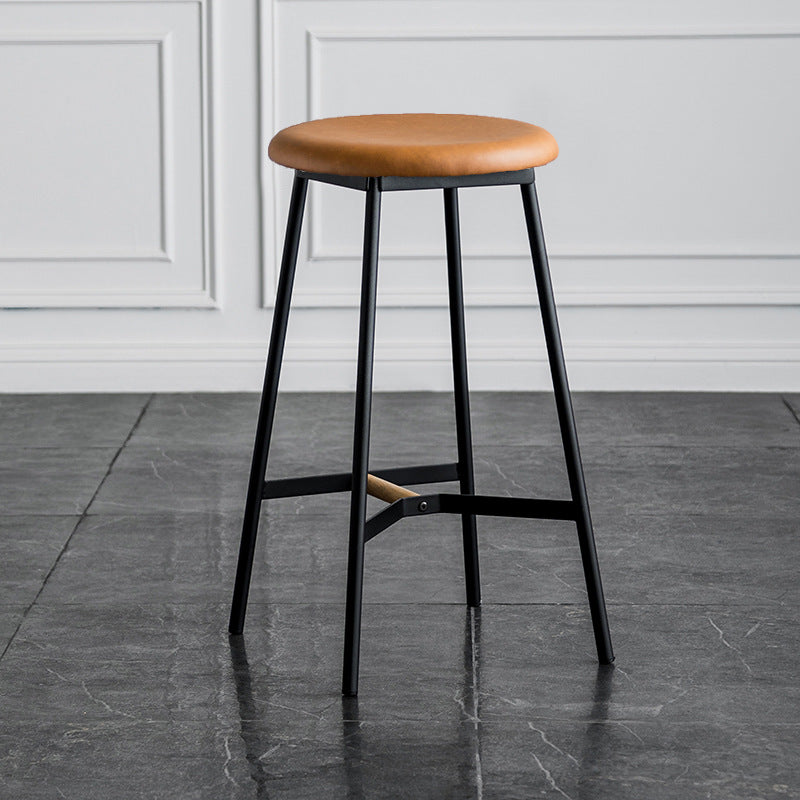 Industrial Backless Bar-stool PU Leather Bar Stool with Metal Legs