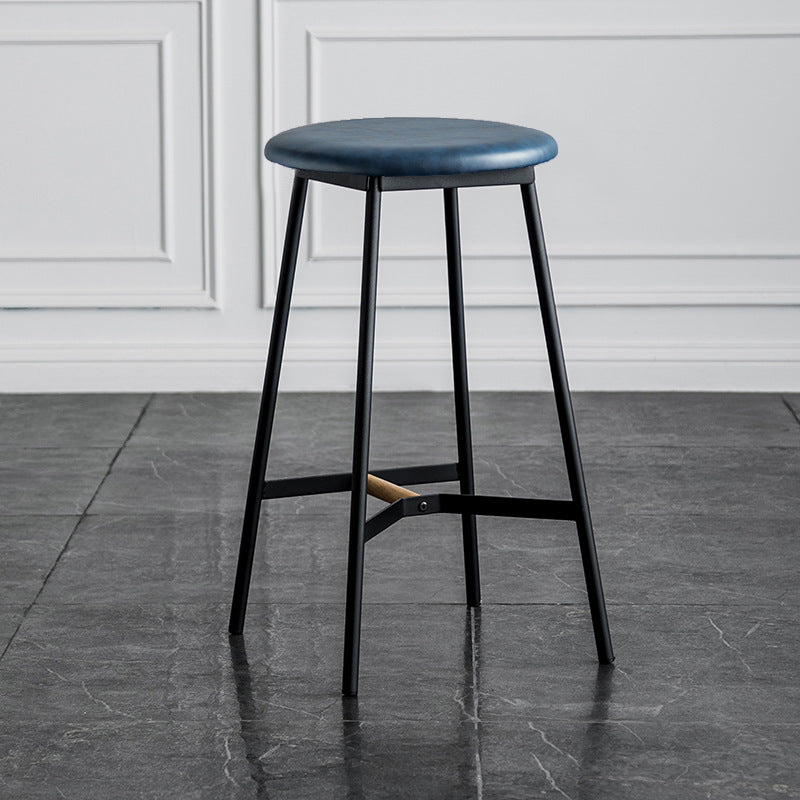 Industrial Backless Bar-stool PU Leather Bar Stool with Metal Legs