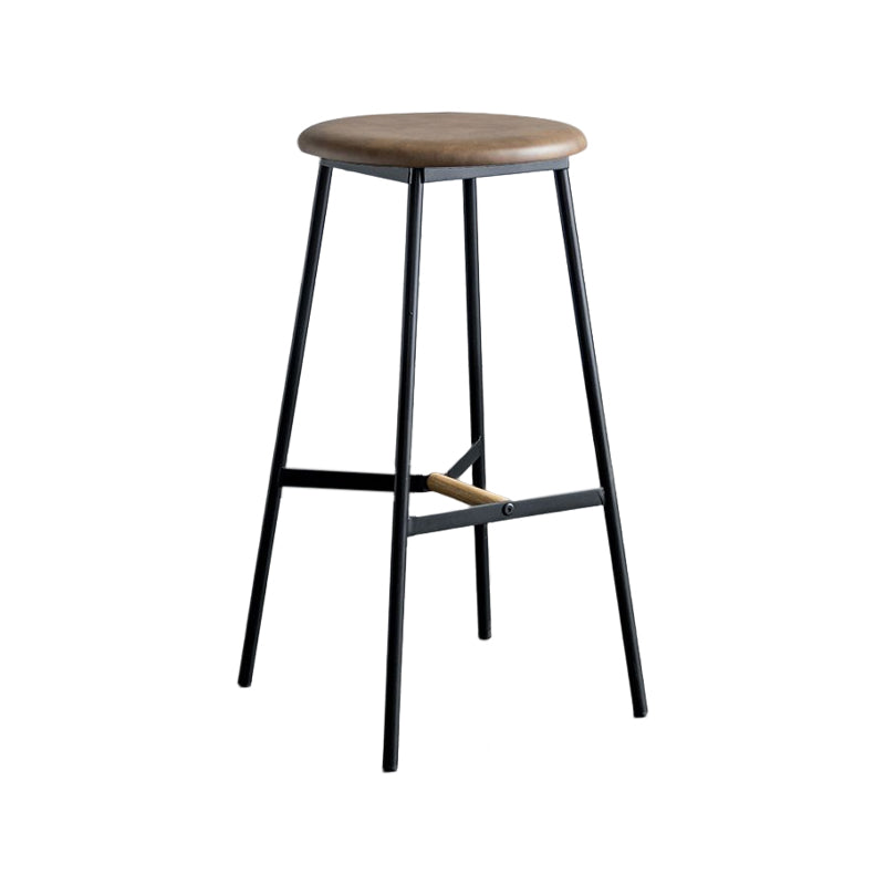 Industrial Backless Bar-stool PU Leather Bar Stool with Metal Legs