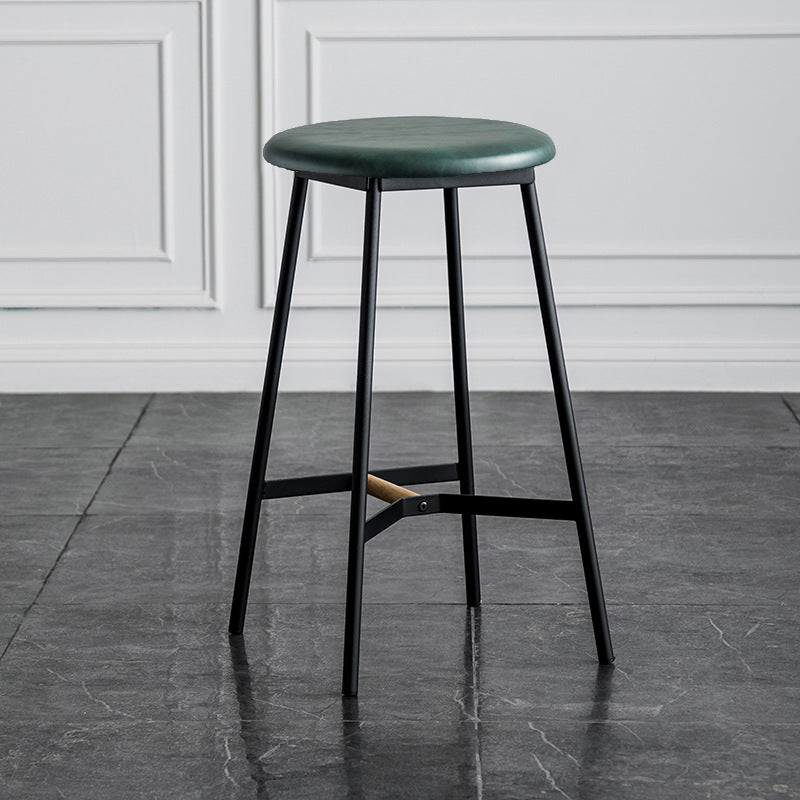 Industrial Backless Bar-stool PU Leather Bar Stool with Metal Legs