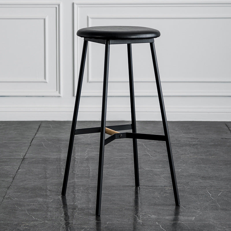 Industrial Backless Bar-stool PU Leather Bar Stool with Metal Legs