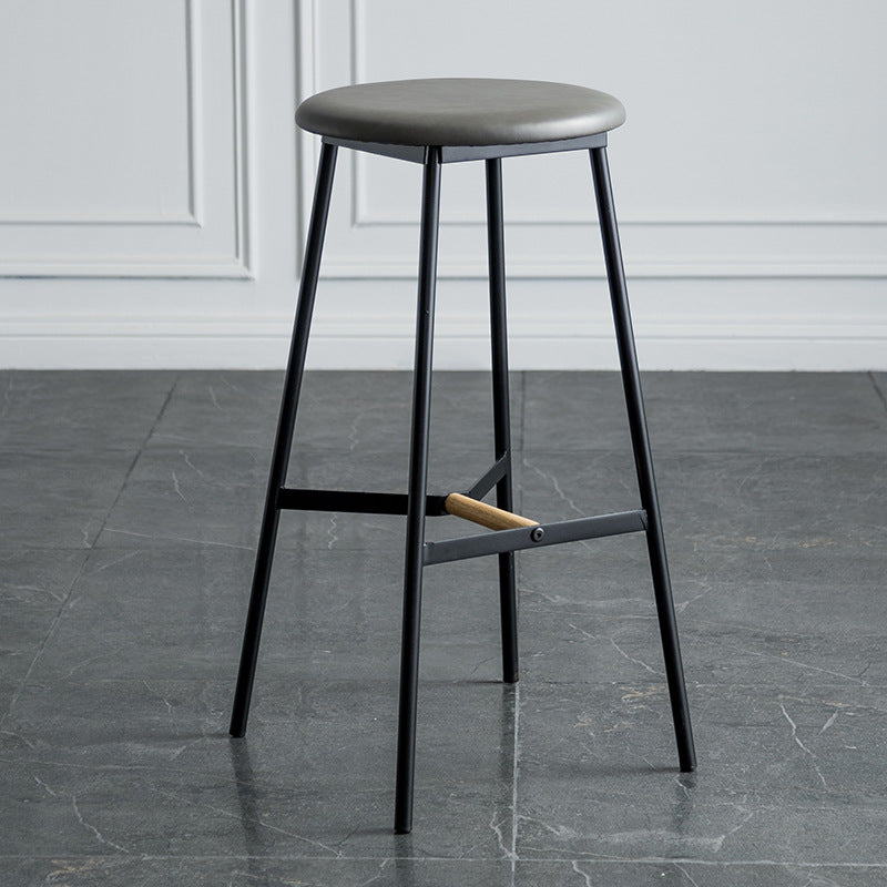 Industrial Backless Bar-stool PU Leather Bar Stool with Metal Legs