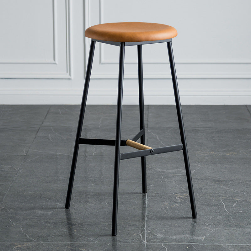 Industrial Backless Bar-stool PU Leather Bar Stool with Metal Legs