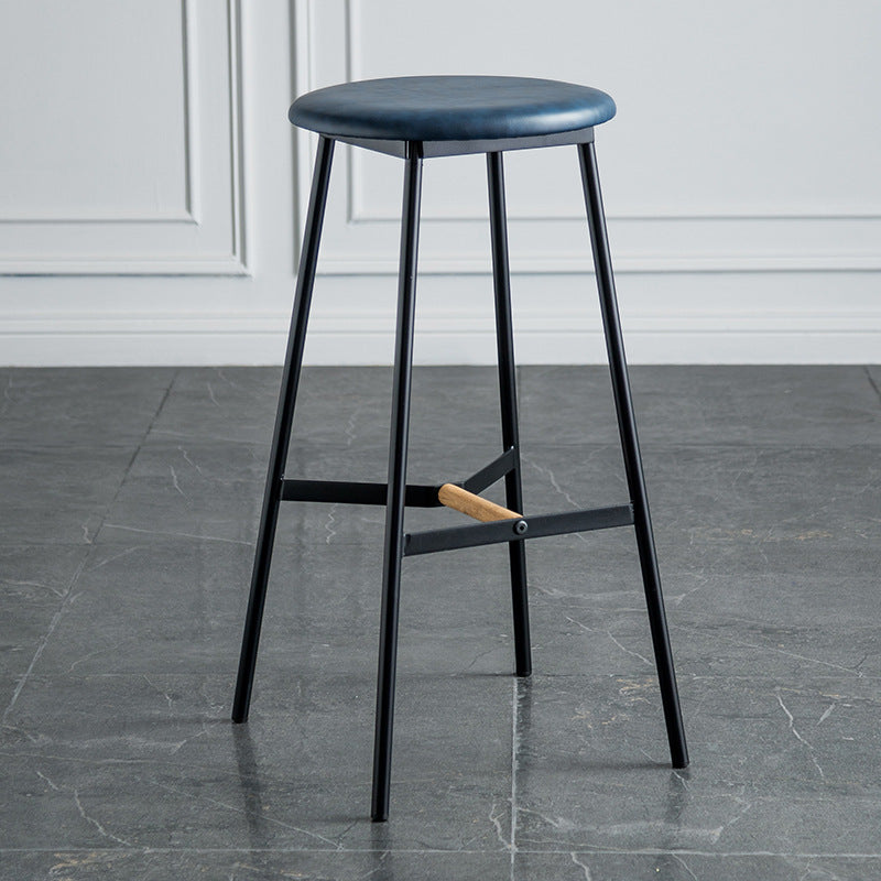 Industrial Backless Bar-stool PU Leather Bar Stool with Metal Legs