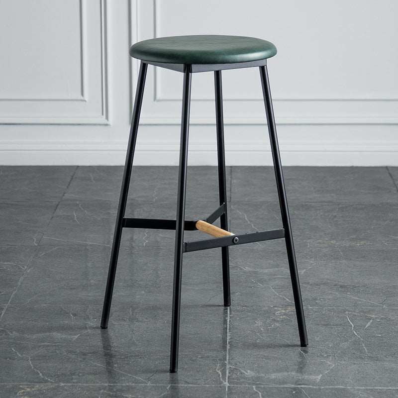 Industrial Backless Bar-stool PU Leather Bar Stool with Metal Legs