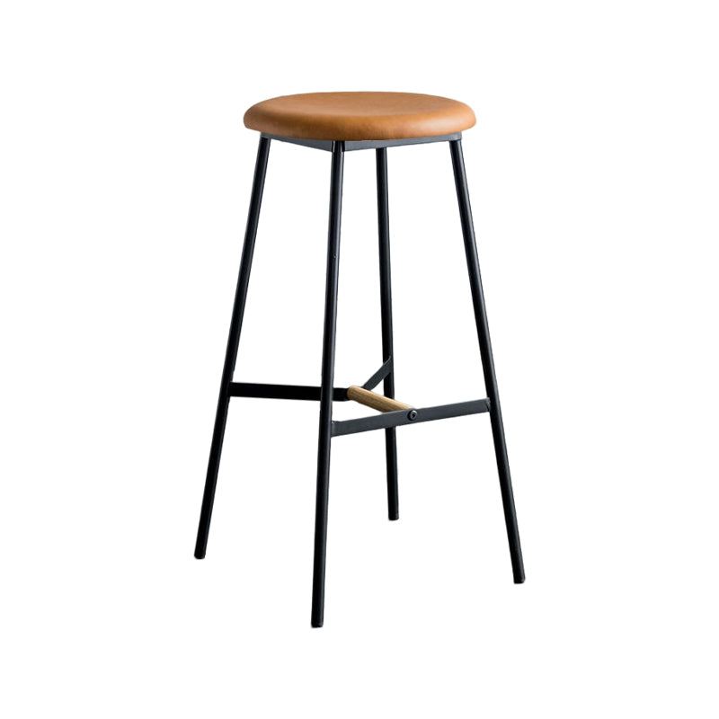 Industrial Backless Bar-stool PU Leather Bar Stool with Metal Legs