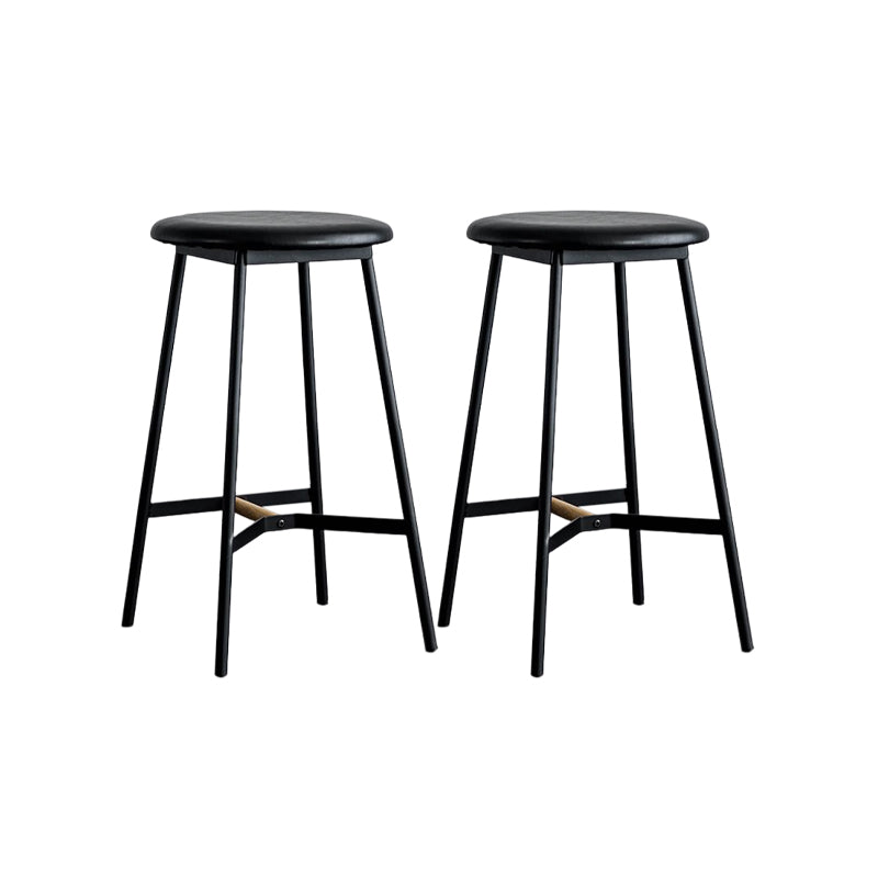 Industrial Backless Bar-stool PU Leather Bar Stool with Metal Legs