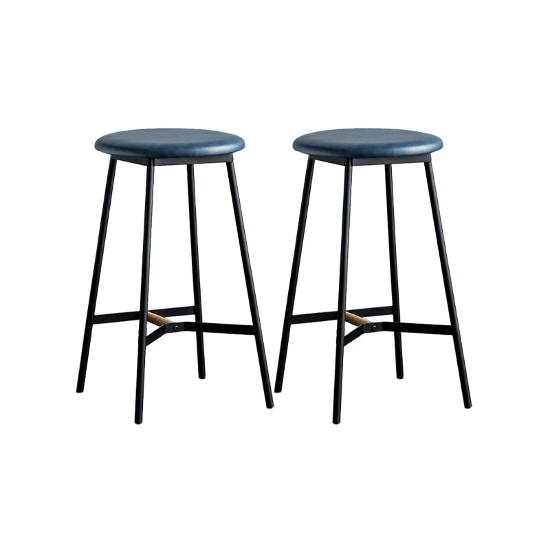 Industrial Backless Bar-stool PU Leather Bar Stool with Metal Legs