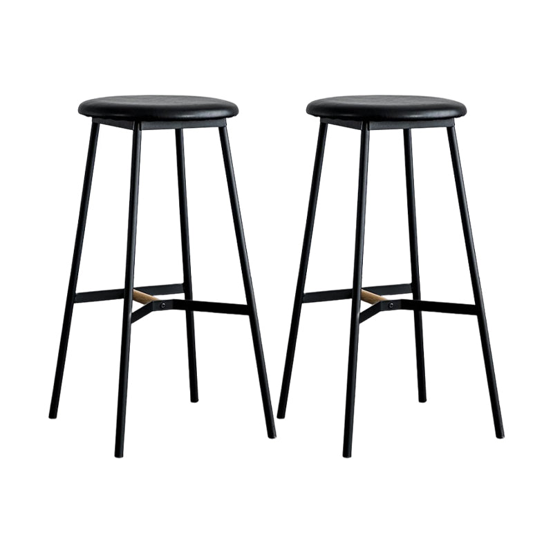 Industrial Backless Bar-stool PU Leather Bar Stool with Metal Legs