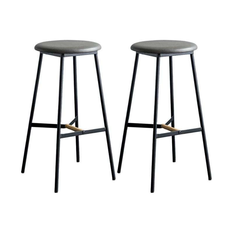 Industrial Backless Bar-stool PU Leather Bar Stool with Metal Legs