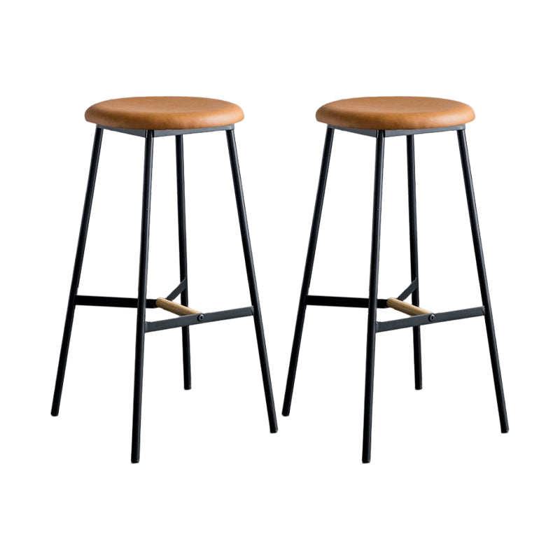 Industrial Backless Bar-stool PU Leather Bar Stool with Metal Legs