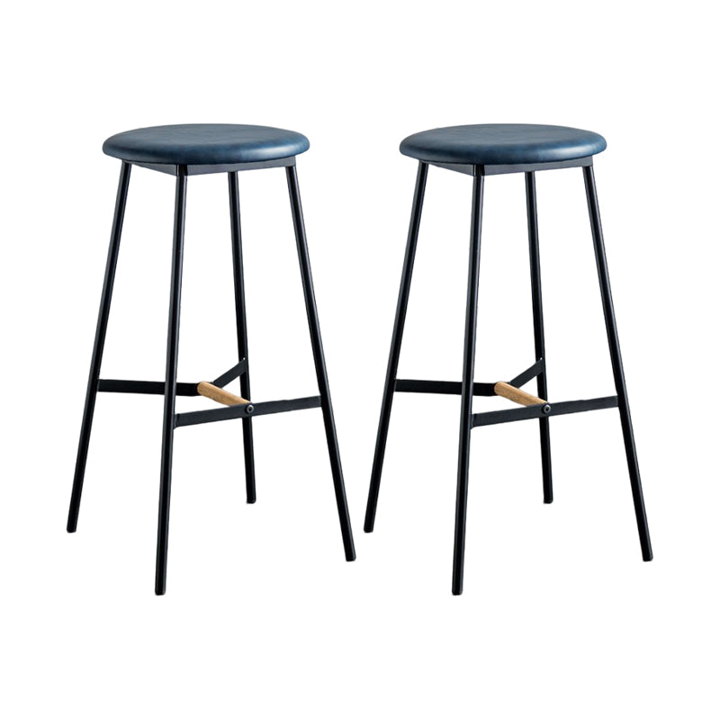 Industrial Backless Bar-stool PU Leather Bar Stool with Metal Legs