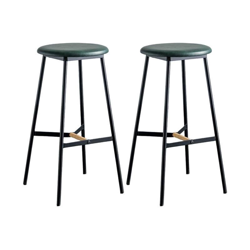 Industrial Backless Bar-stool PU Leather Bar Stool with Metal Legs