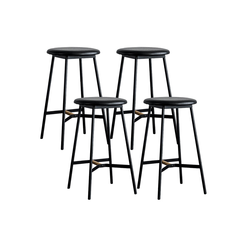 Industrial Backless Bar-stool PU Leather Bar Stool with Metal Legs