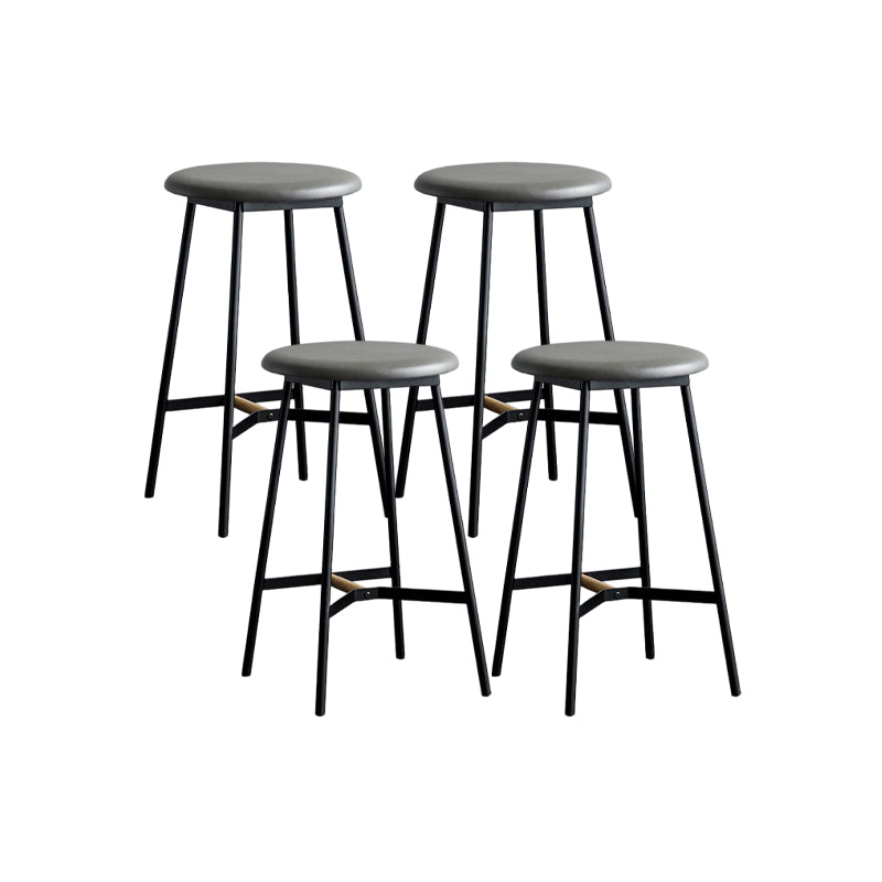 Industrial Backless Bar-stool PU Leather Bar Stool with Metal Legs