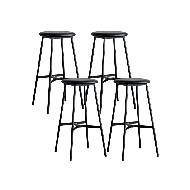 Industrial Backless Bar-stool PU Leather Bar Stool with Metal Legs