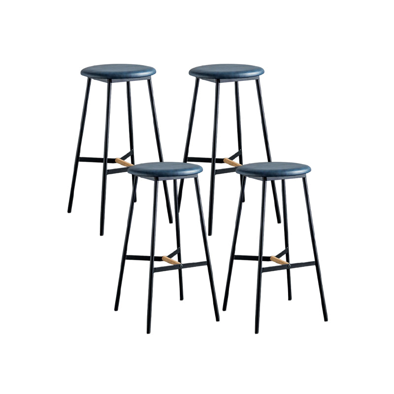 Industrial Backless Bar-stool PU Leather Bar Stool with Metal Legs