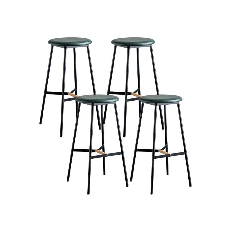 Industrial Backless Bar-stool PU Leather Bar Stool with Metal Legs