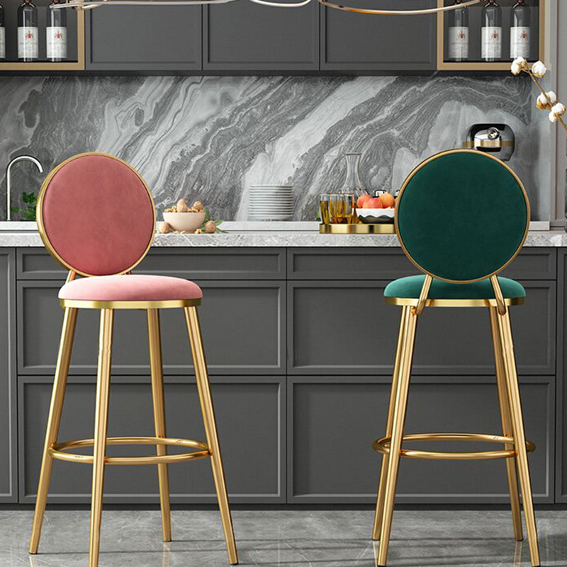 Nordic Style Bar-stool Round Counter Bar Stool with Metal Legs