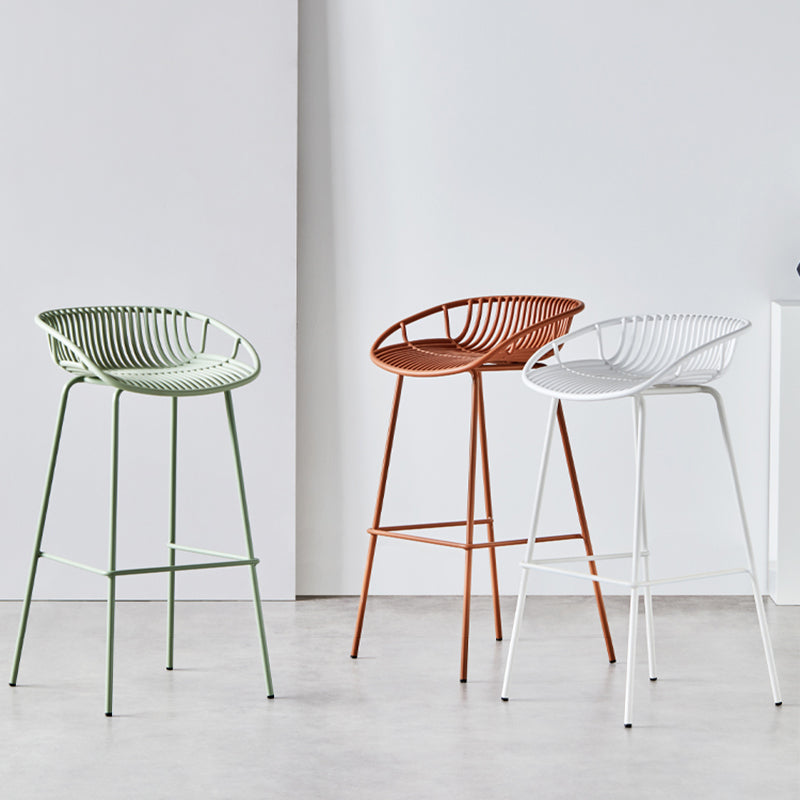 Contemporary Metal Bar Stool Bucket Counter Bar Stool with Metal Legs