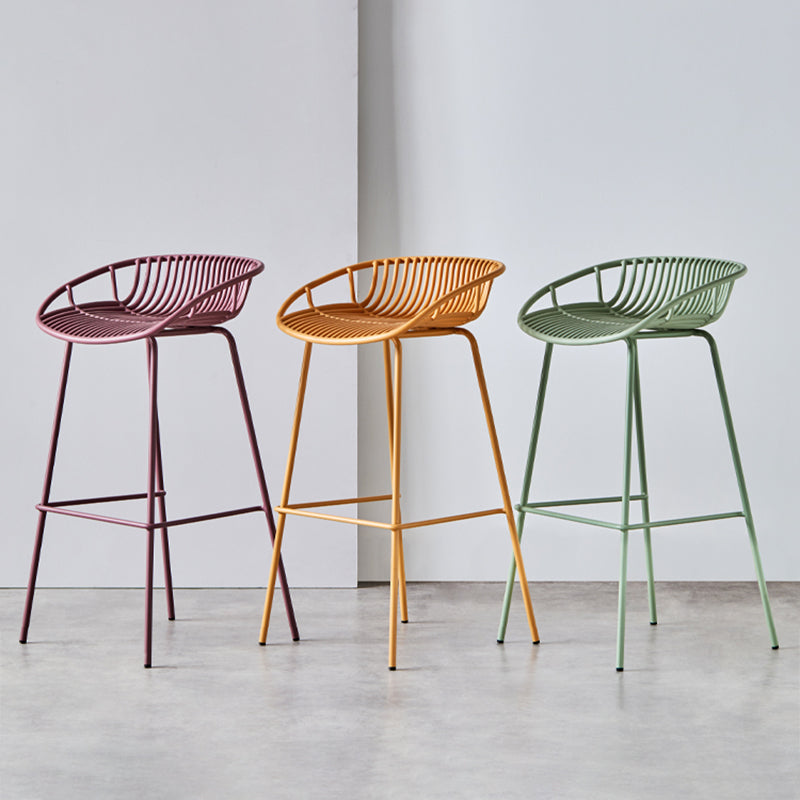 Contemporary Metal Bar Stool Bucket Counter Bar Stool with Metal Legs