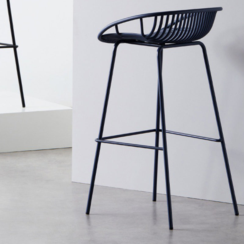 Contemporary Metal Bar Stool Bucket Counter Bar Stool with Metal Legs