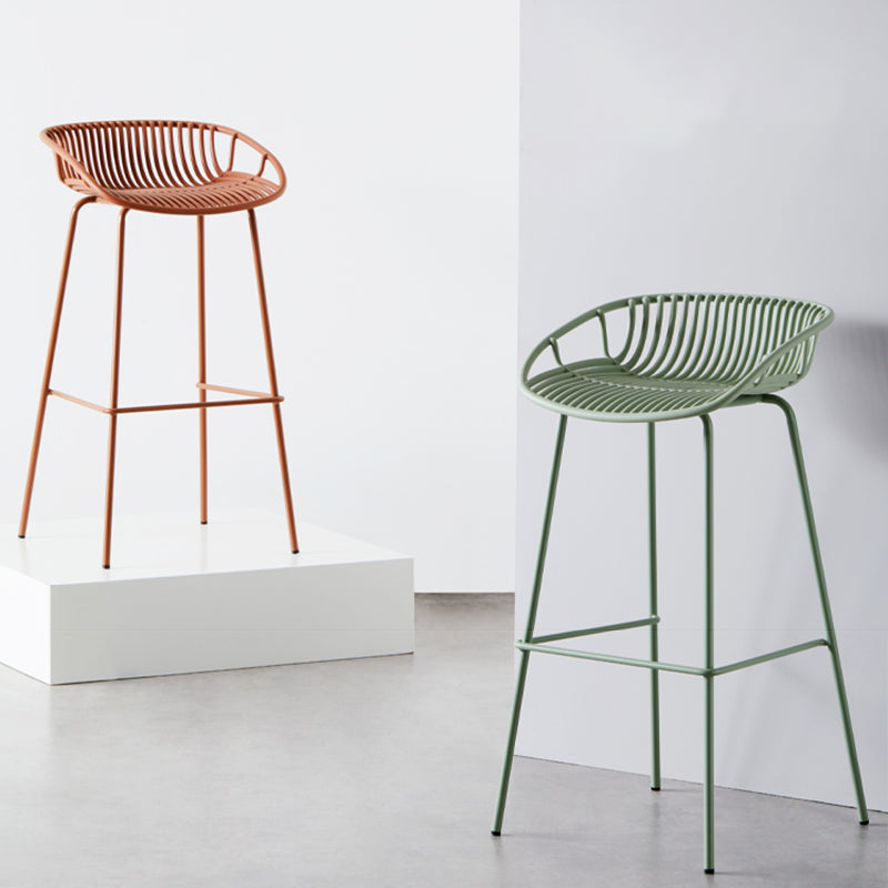 Contemporary Metal Bar Stool Bucket Counter Bar Stool with Metal Legs