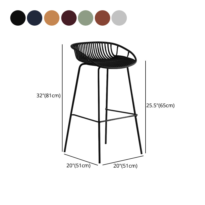 Contemporary Metal Bar Stool Bucket Counter Bar Stool with Metal Legs