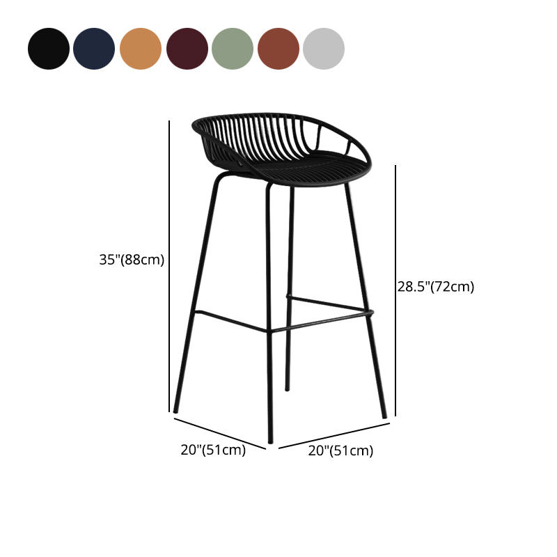 Contemporary Metal Bar Stool Bucket Counter Bar Stool with Metal Legs