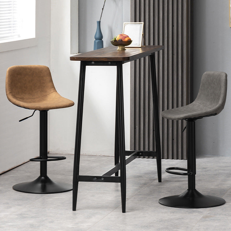 Contemporary Liftable Bar-stool Low Back Bar Stool with Metal Legs