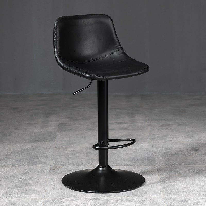 Contemporary Liftable Bar-stool Low Back Bar Stool with Metal Legs