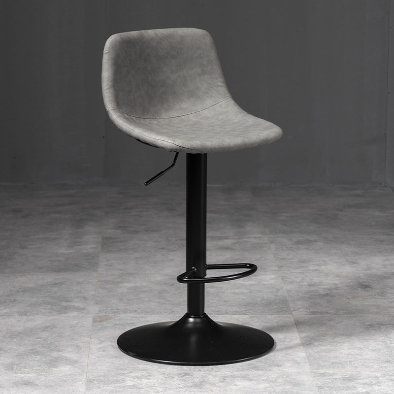 Contemporary Liftable Bar-stool Low Back Bar Stool with Metal Legs