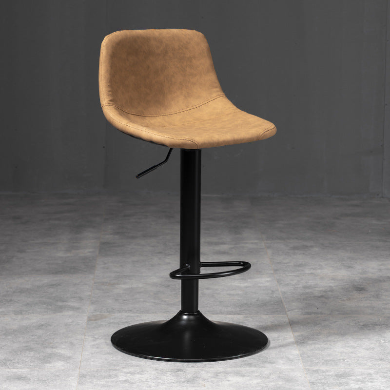 Contemporary Liftable Bar-stool Low Back Bar Stool with Metal Legs