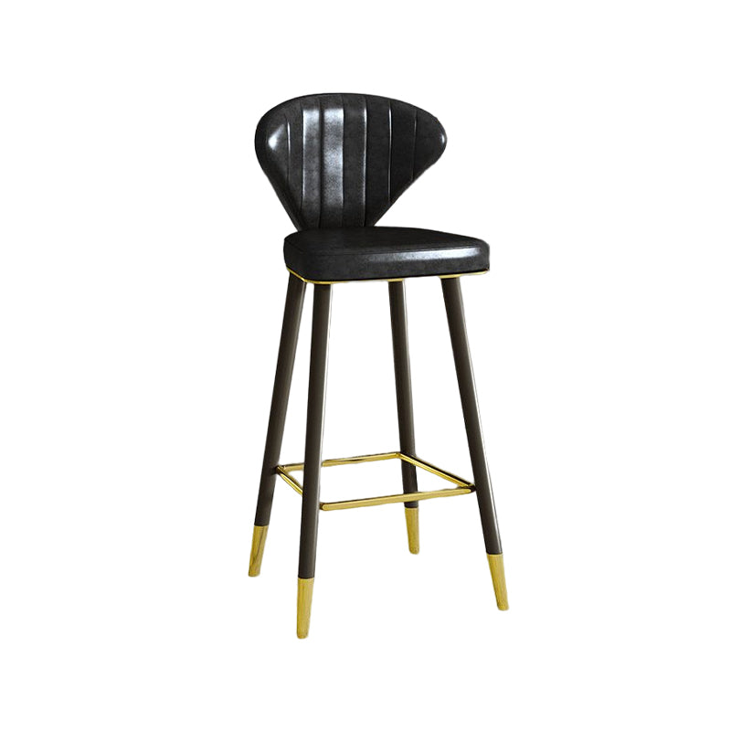 Nordic Glam Style Bar-stool PU Leather Counter Bar Stool with Metal Legs