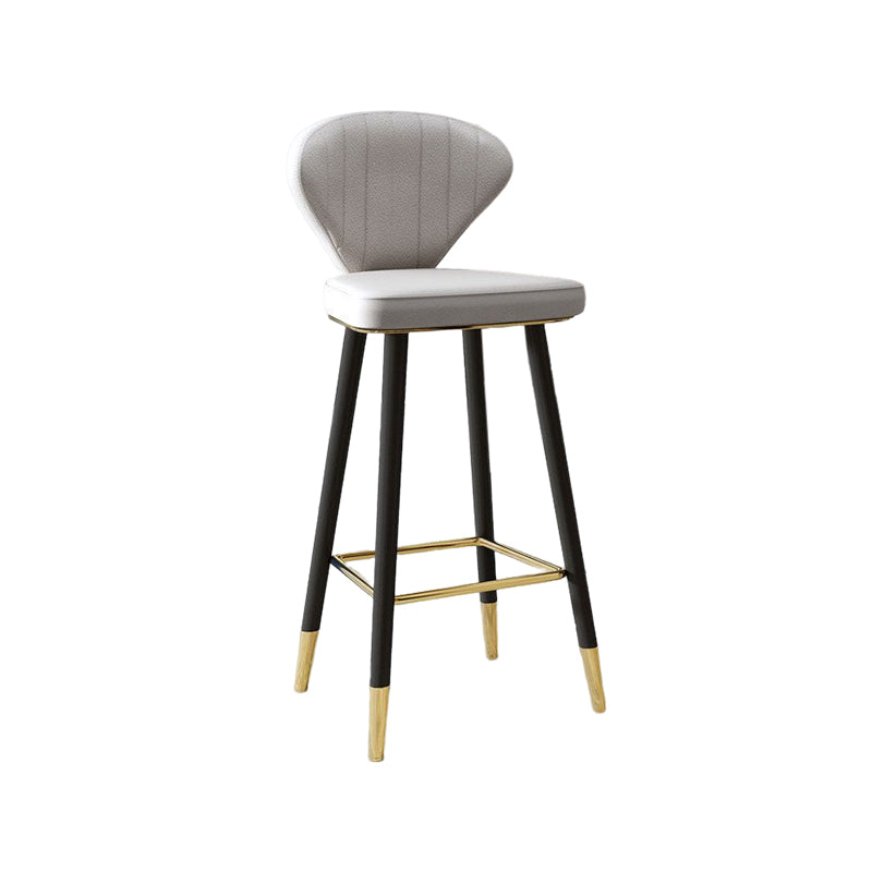 Nordic Glam Style Bar-stool PU Leather Counter Bar Stool with Metal Legs