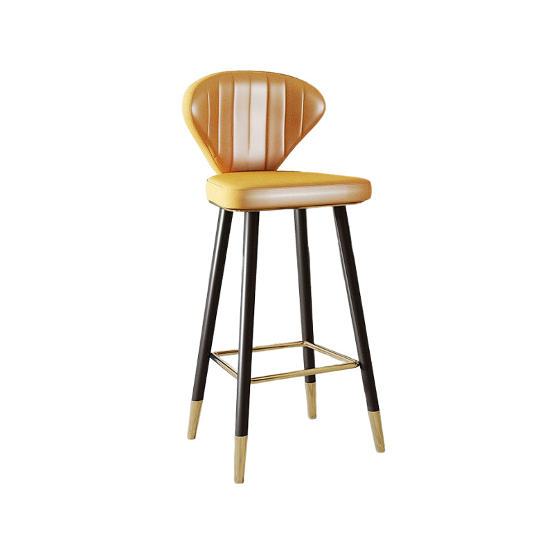 Nordic Glam Style Bar-stool PU Leather Counter Bar Stool with Metal Legs