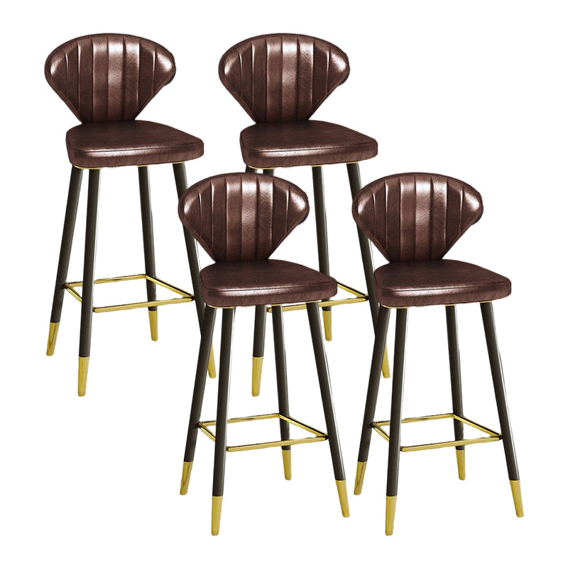 Nordic Glam Style Bar-stool PU Leather Counter Bar Stool with Metal Legs