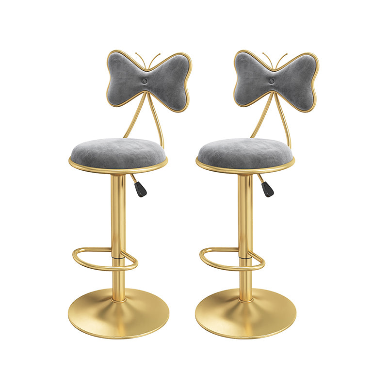 Scandinavian Design Upholstered Bar Stools with Fabric Round Stools with Footrest