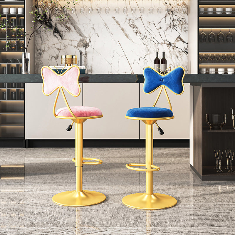 Scandinavian Design Upholstered Bar Stools with Fabric Round Stools with Footrest