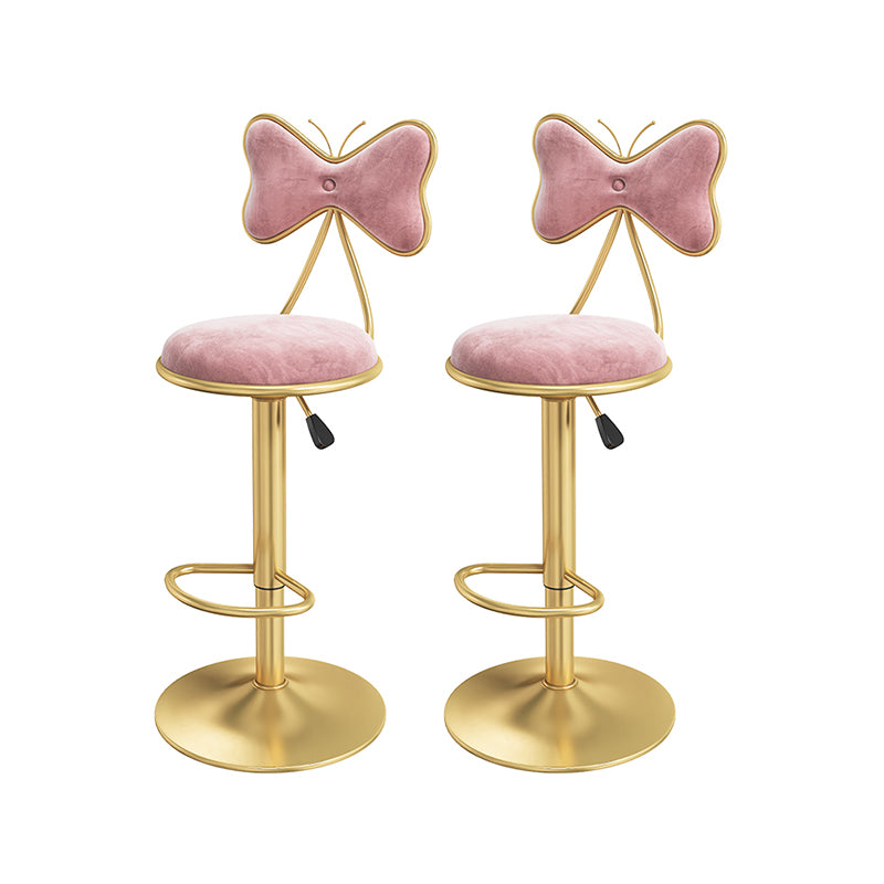 Scandinavian Design Upholstered Bar Stools with Fabric Round Stools with Footrest