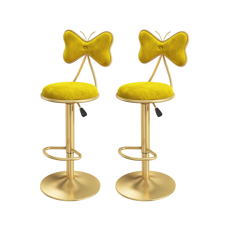 Scandinavian Design Upholstered Bar Stools with Fabric Round Stools with Footrest