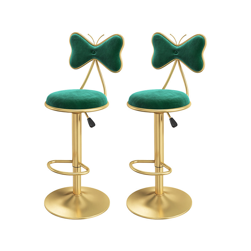 Scandinavian Design Upholstered Bar Stools with Fabric Round Stools with Footrest