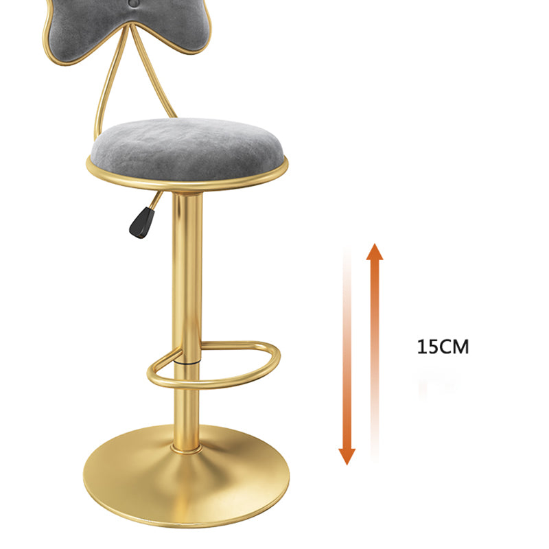 Scandinavian Design Upholstered Bar Stools with Fabric Round Stools with Footrest