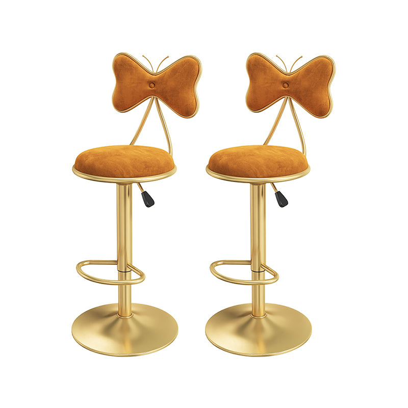 Scandinavian Design Upholstered Bar Stools with Fabric Round Stools with Footrest