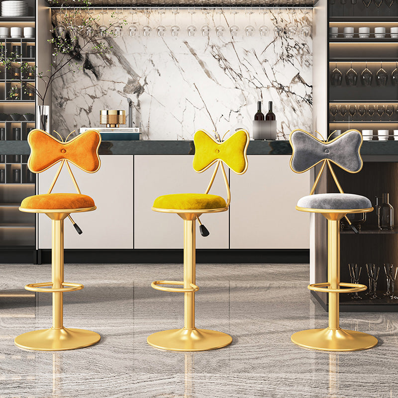 Scandinavian Design Upholstered Bar Stools with Fabric Round Stools with Footrest